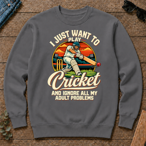 I Just Want To Play Cricket & Ignore All Adult Problems - charcoal - CS2D-Charcoal