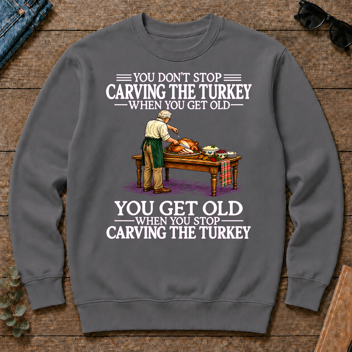 Old Man Don't Stop Carving the Turkey - charcoal - CS2D-Charcoal