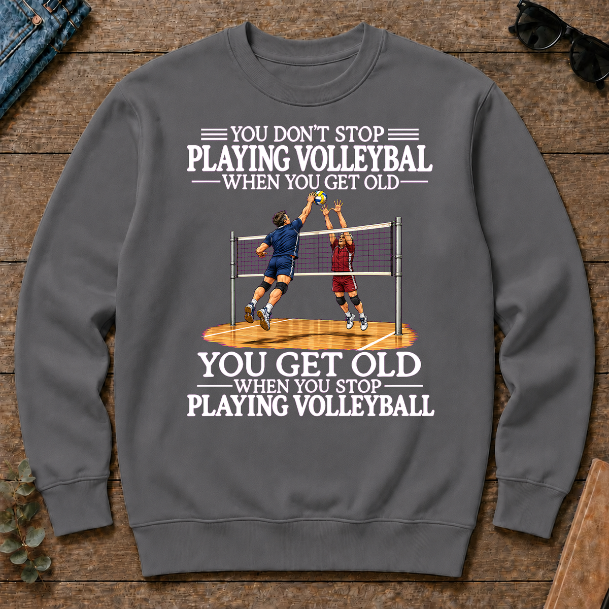 Old Man Don't Stop Volleyball - charcoal - CS2D-Charcoal