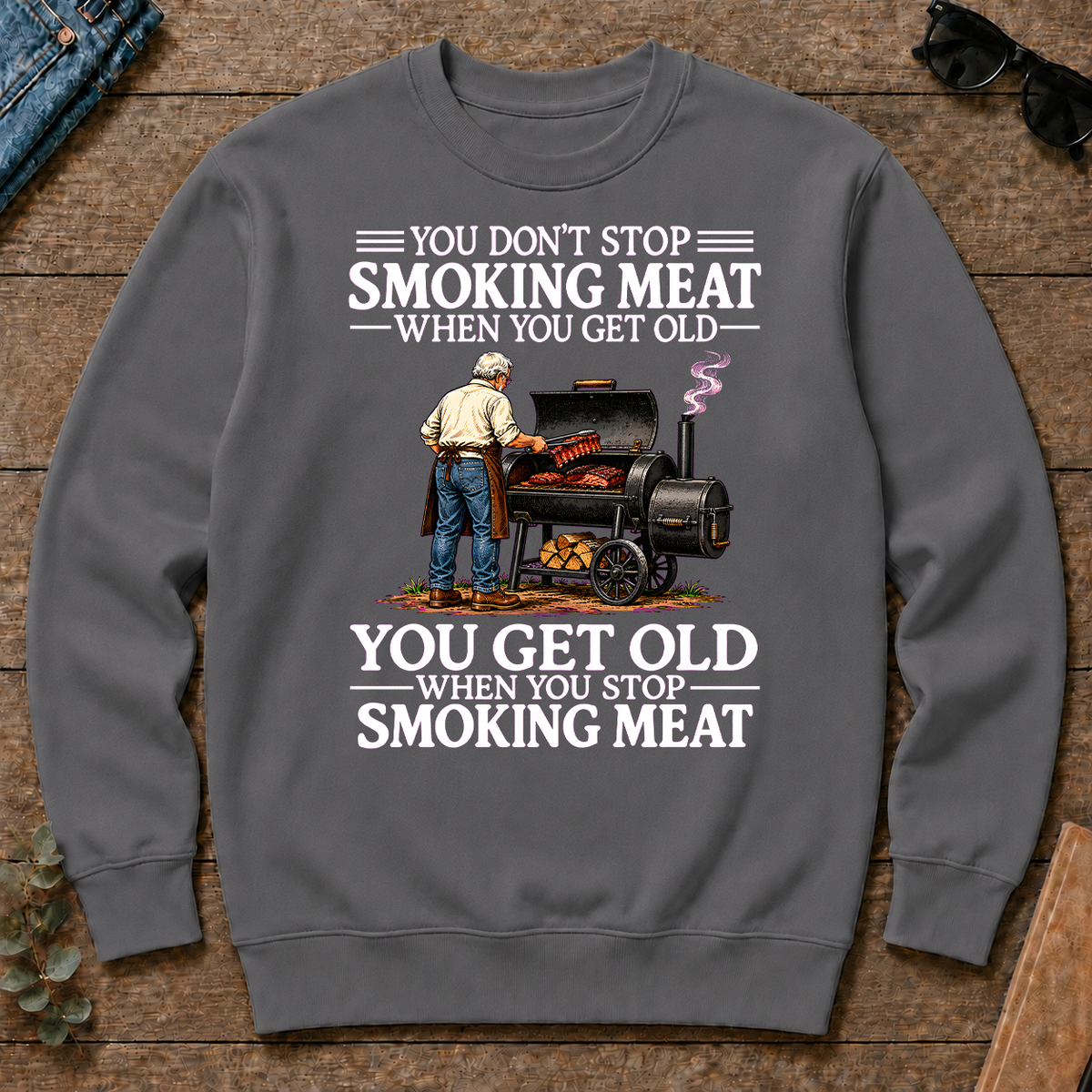 Old Man Don't Stop Smoking Meat - charcoal - CS2D-Charcoal