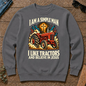 I Like Tractors & Believe In Jesus - charcoal - CS2D-Charcoal