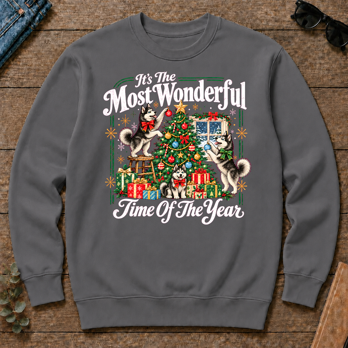 Wonderful Christmas Huskie - charcoal - CS2D-Charcoal