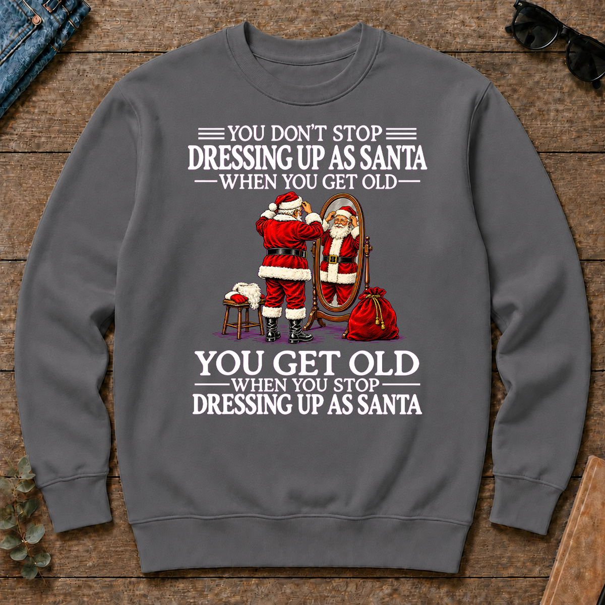 Old Man Don't Stop Dressing Up as Santa - charcoal - CS2D-Charcoal