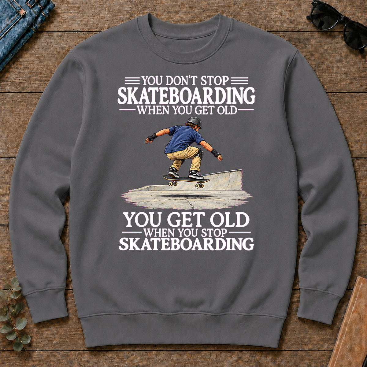 Old Man Don't Stop Skateboarding - charcoal - CS2D-Charcoal
