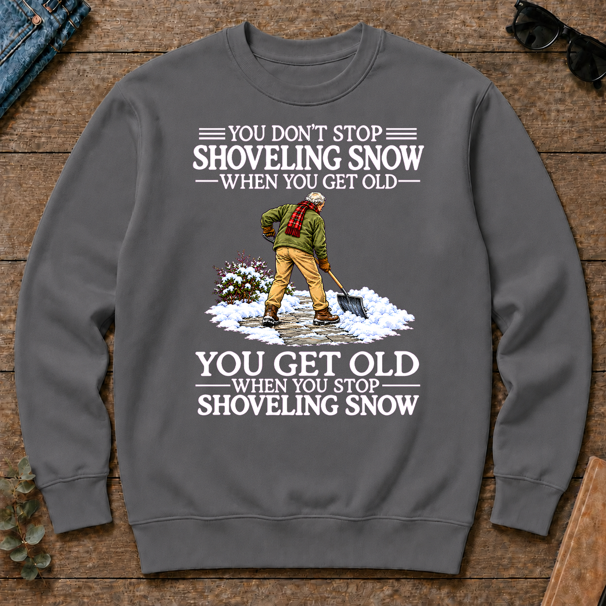 Old Man Don't Stop Shoveling Snow - charcoal - CS2D-Charcoal