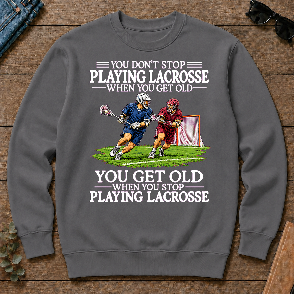 Old Man Don't Stop Lacrosse - charcoal - CS2D-Charcoal