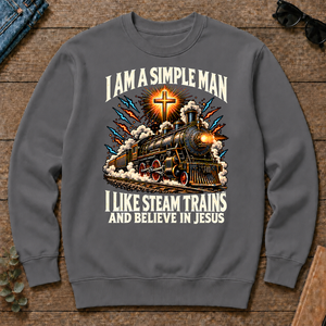 I Like Steam Trains & Believe In Jesus - charcoal - CS2D-Charcoal