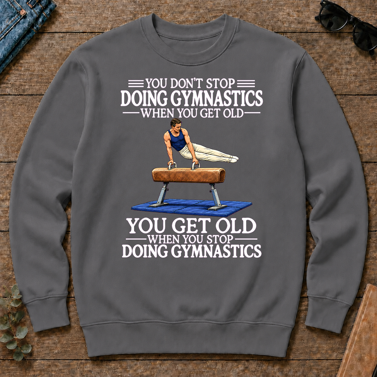 Old Man Don't Stop Gymnastics - charcoal - CS2D-Charcoal