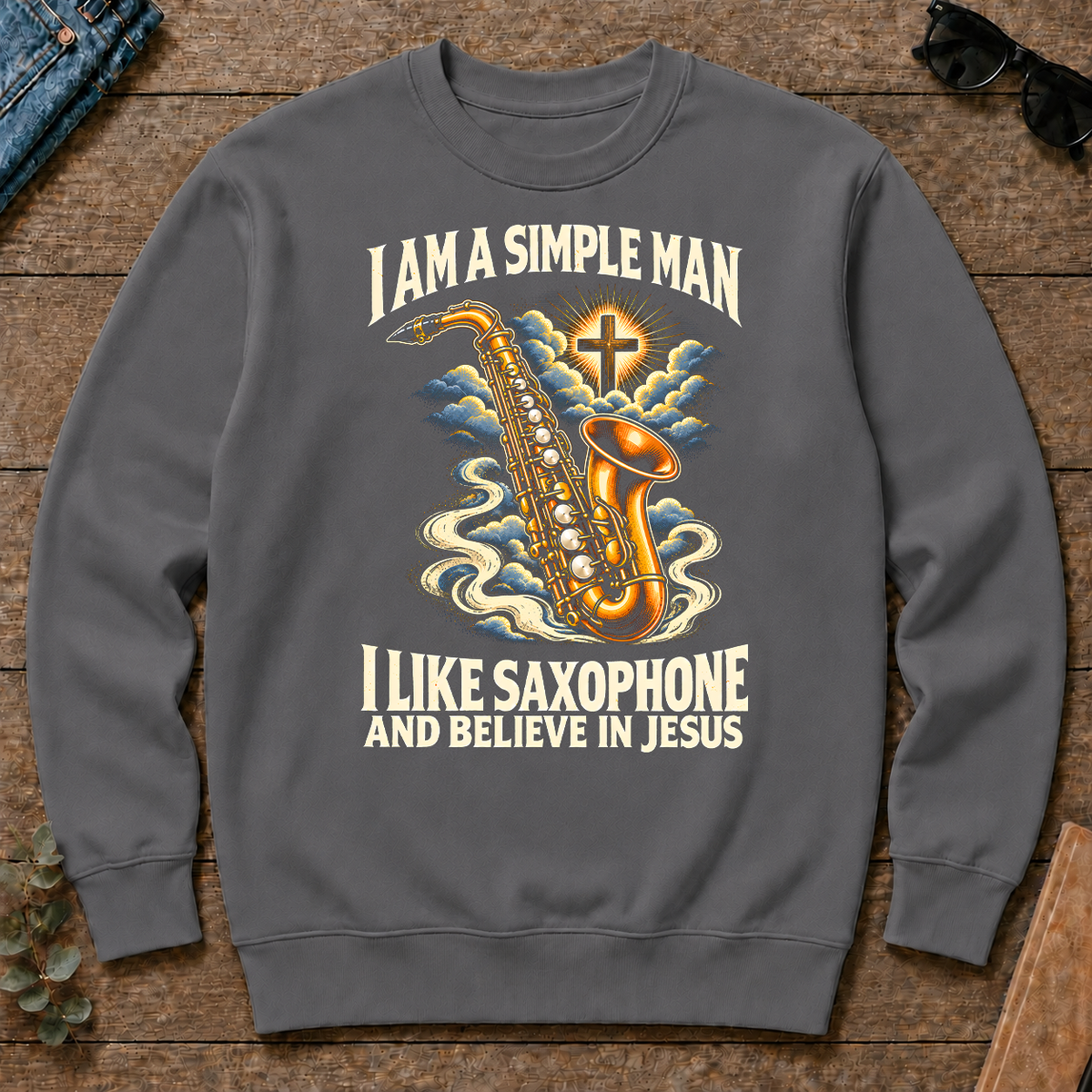I Like Saxophone & Believe In Jesus - charcoal - CS2D-Charcoal
