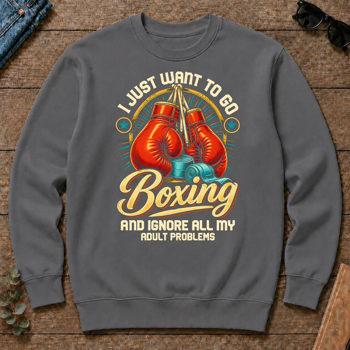 I Just Want To Go Boxing & Ignore All Adult Problems - charcoal - CS2D-Charcoal