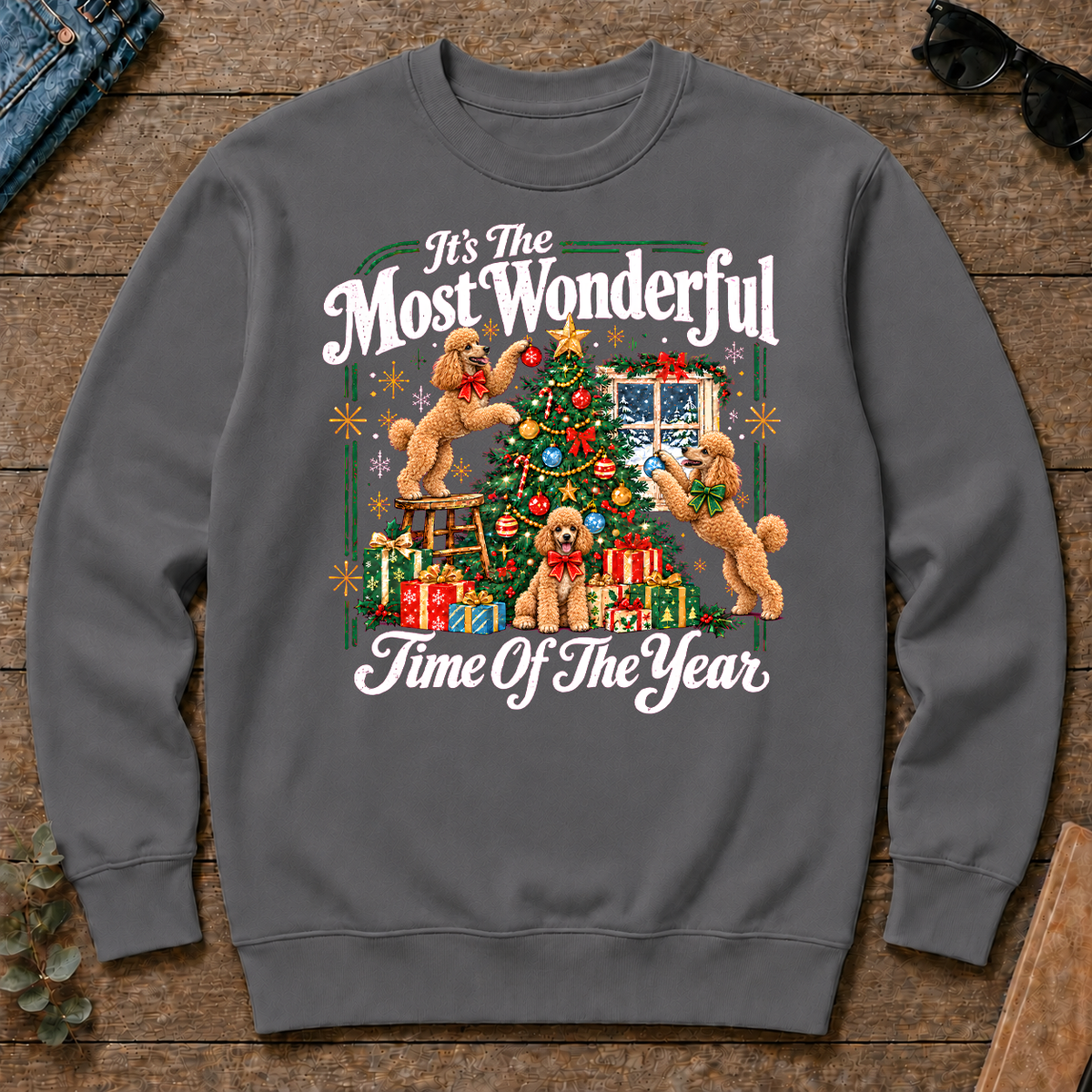 Wonderful Christmas Poodle - charcoal - CS2D-Charcoal
