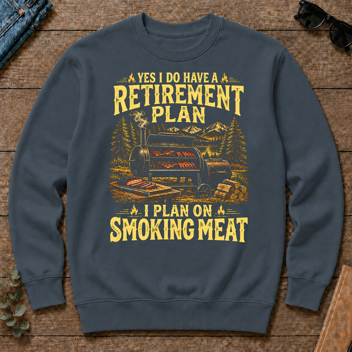 I Do Have A Retirement Plan I Plan On Smoking Meat - dark-heather - CS2D-DarkHeather
