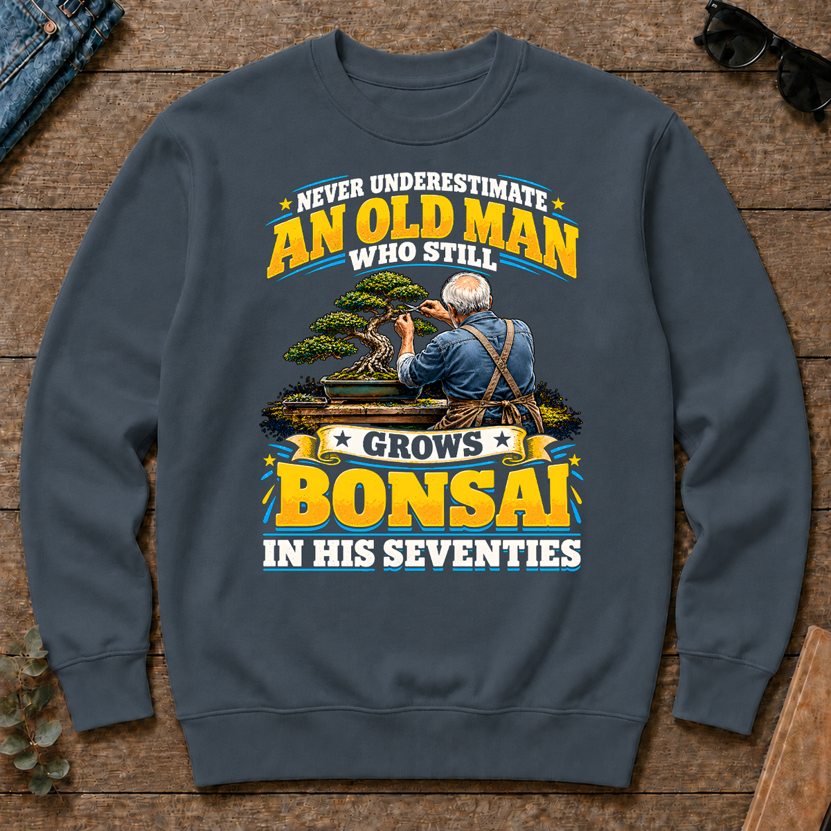 Yellow An Old Man Still Grows Bonsai In His Seventies - dark-heather - CS2D-DarkHeather