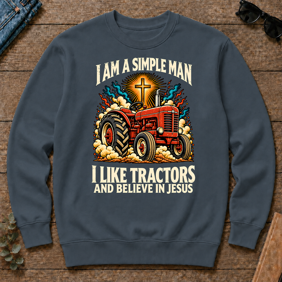 I Like Tractors & Believe In Jesus - dark-heather - CS2D-DarkHeather