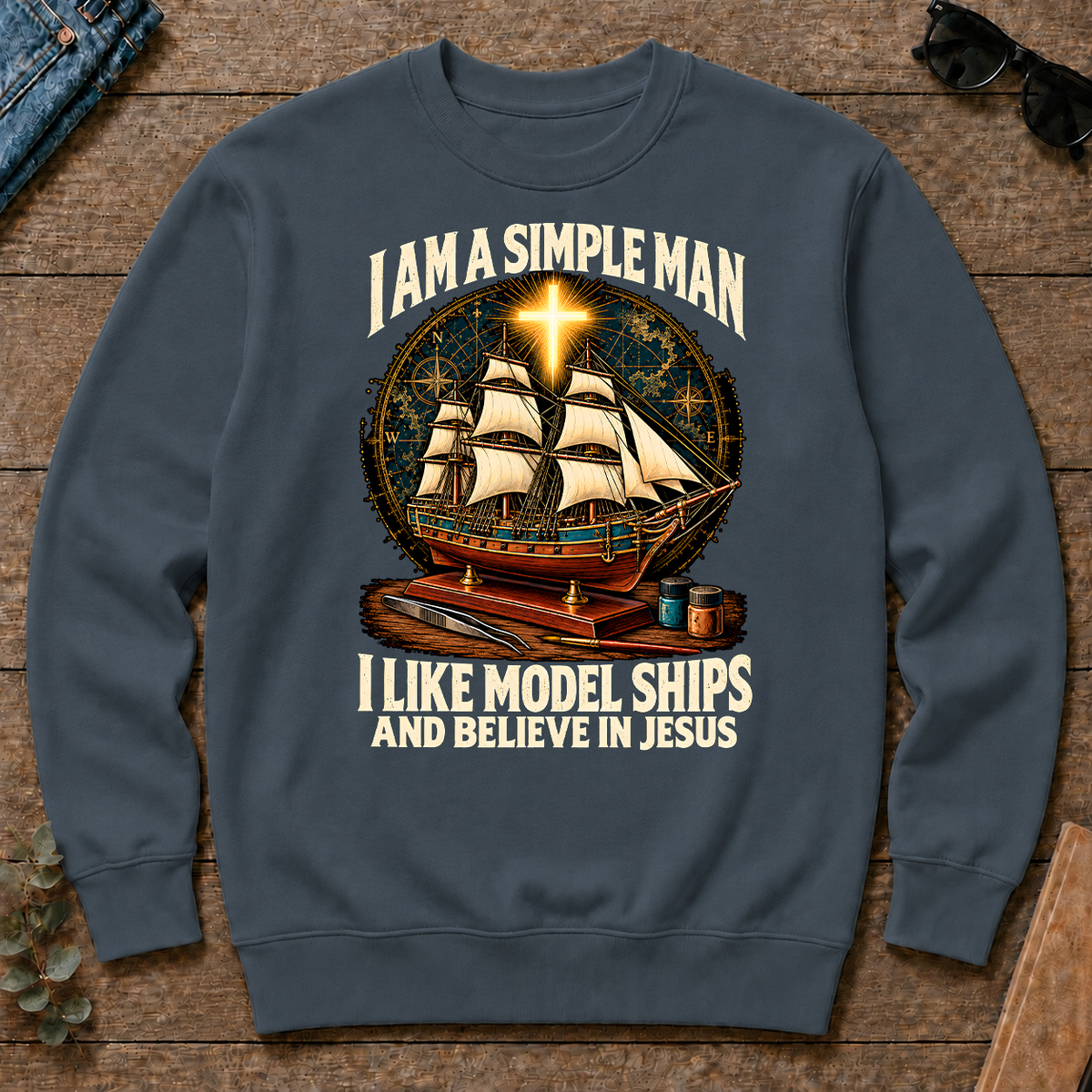 I Like Model Ships & Believe In Jesus - dark-heather - CS2D-DarkHeather