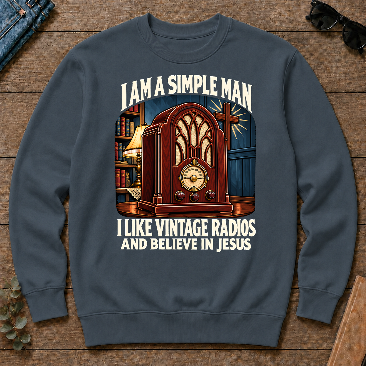 I Like Vintage Radios & Believe In Jesus - dark-heather - CS2D-DarkHeather