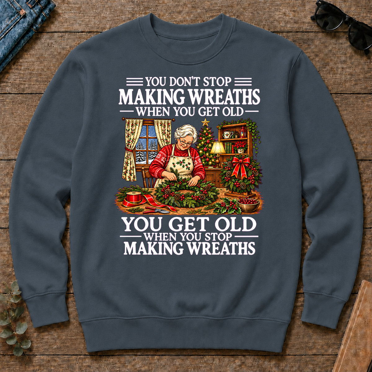 Old Woman Don't Stop Making Wreaths - dark-heather - CS2D-DarkHeather