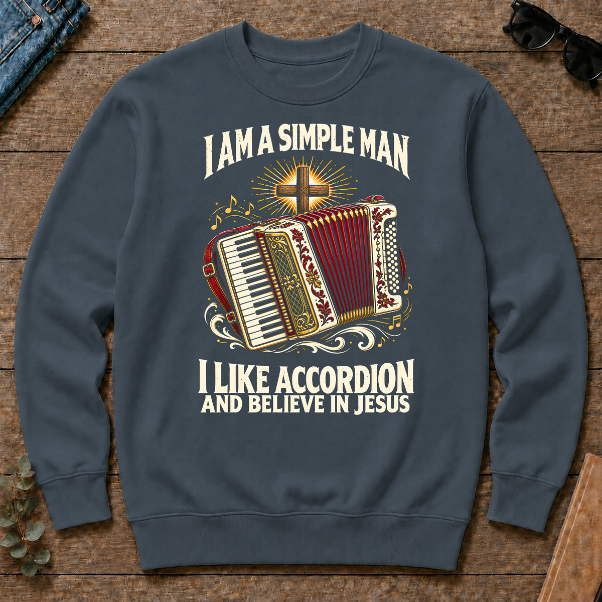 I Like Accordion & Believe In Jesus - dark-heather - CS2D-DarkHeather