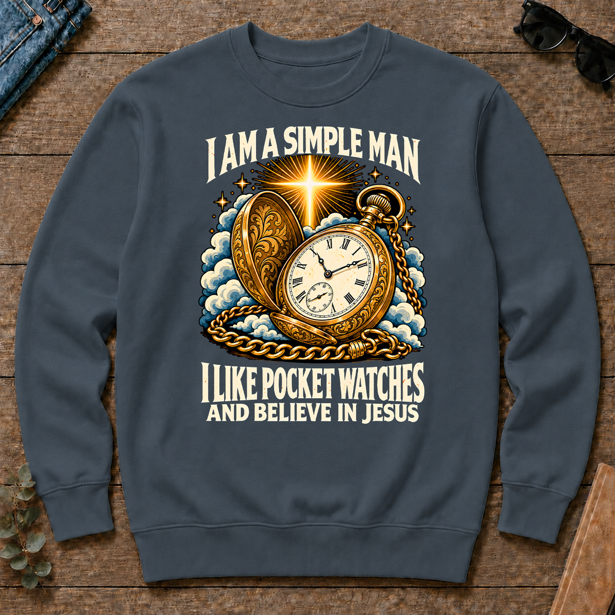 I Like Pocket Watches & Believe In Jesus - dark-heather - CS2D-DarkHeather