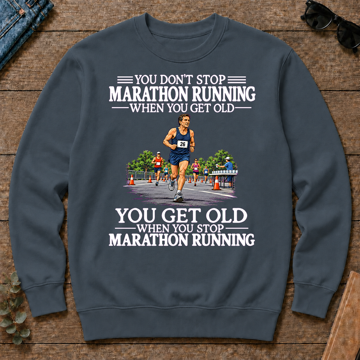 Old Man Don't Stop Marathon Running - dark-heather - CS2D-DarkHeather