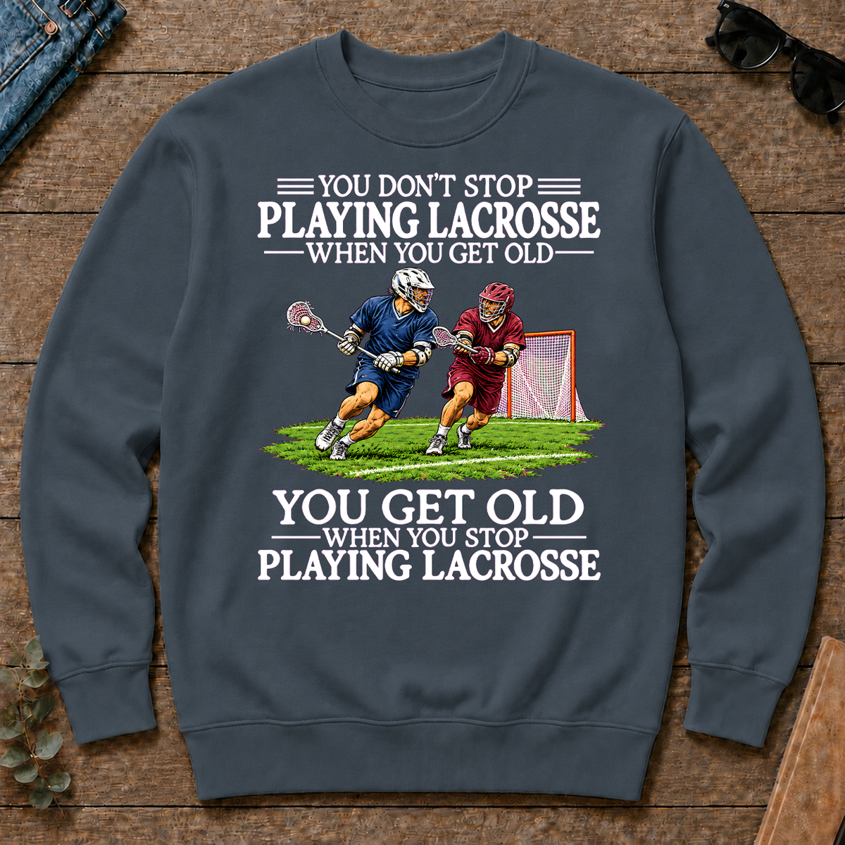 Old Man Don't Stop Lacrosse - dark-heather - CS2D-DarkHeather