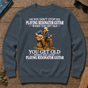 Old Man Don't Stop Playing Resonator Guitar - dark-heather - CS2D-DarkHeather