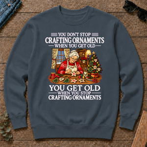 Old Woman Don't Stop Crafting Ornaments - dark-heather - CS2D-DarkHeather