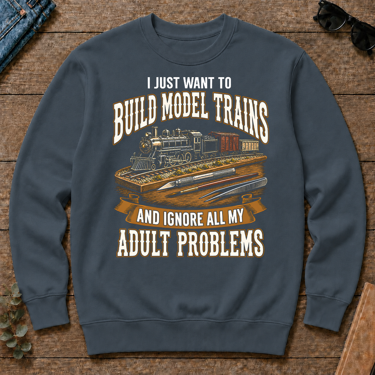 Vintage I Just Want To Build Model Trains - dark-heather - CS2D-DarkHeather