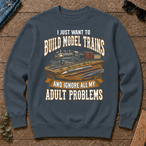 Vintage I Just Want To Build Model Trains - dark-heather - CS2D-DarkHeather