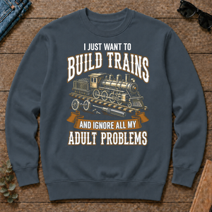 Vintage I Just Want To Build Trains - dark-heather - CS2D-DarkHeather