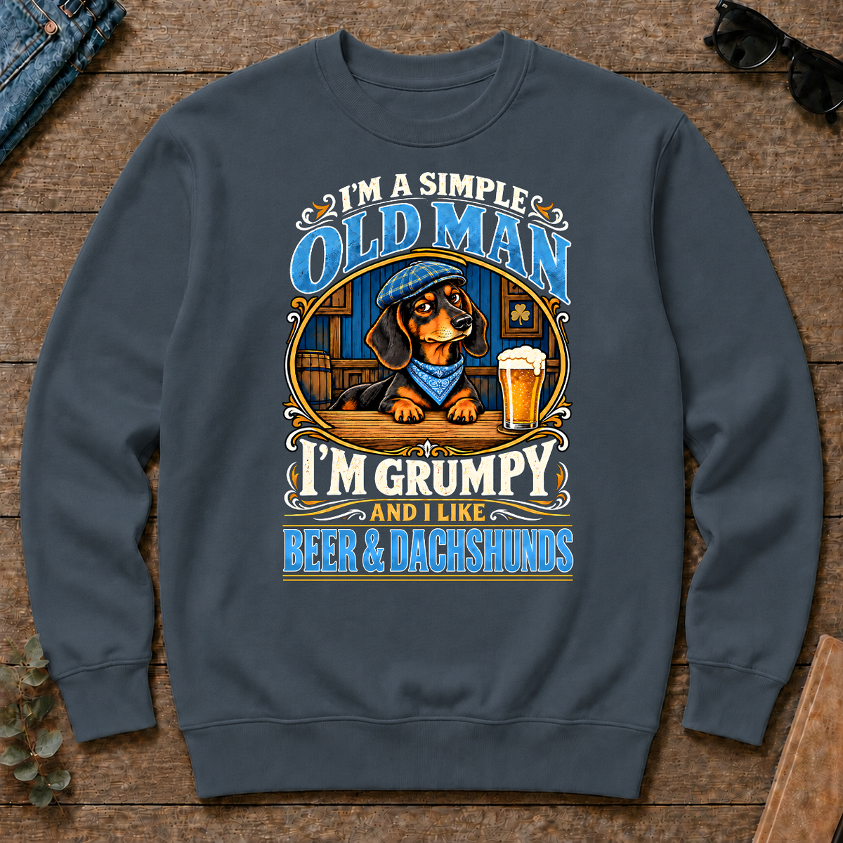 Funny I Like Beer & Dachshunds - dark-heather - CS2D-DarkHeather