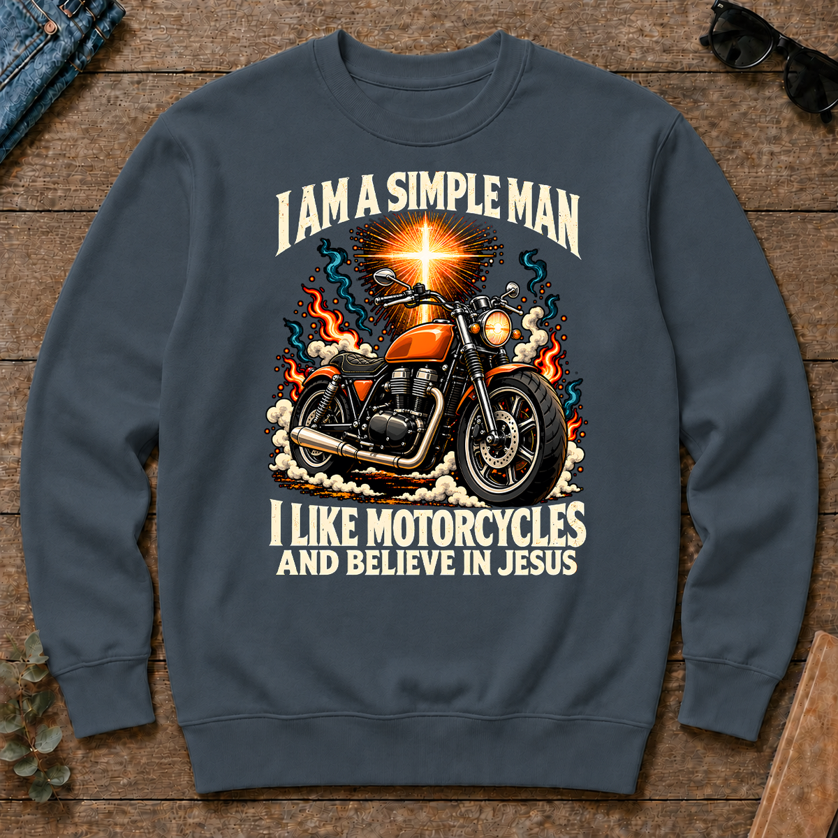 I Like Motorcycles & Believe In Jesus - dark-heather - CS2D-DarkHeather