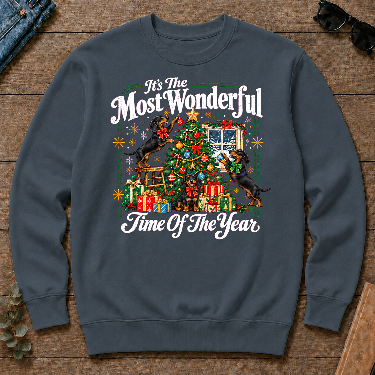 Wonderful Christmas Dachshund - dark-heather - CS2D-DarkHeather