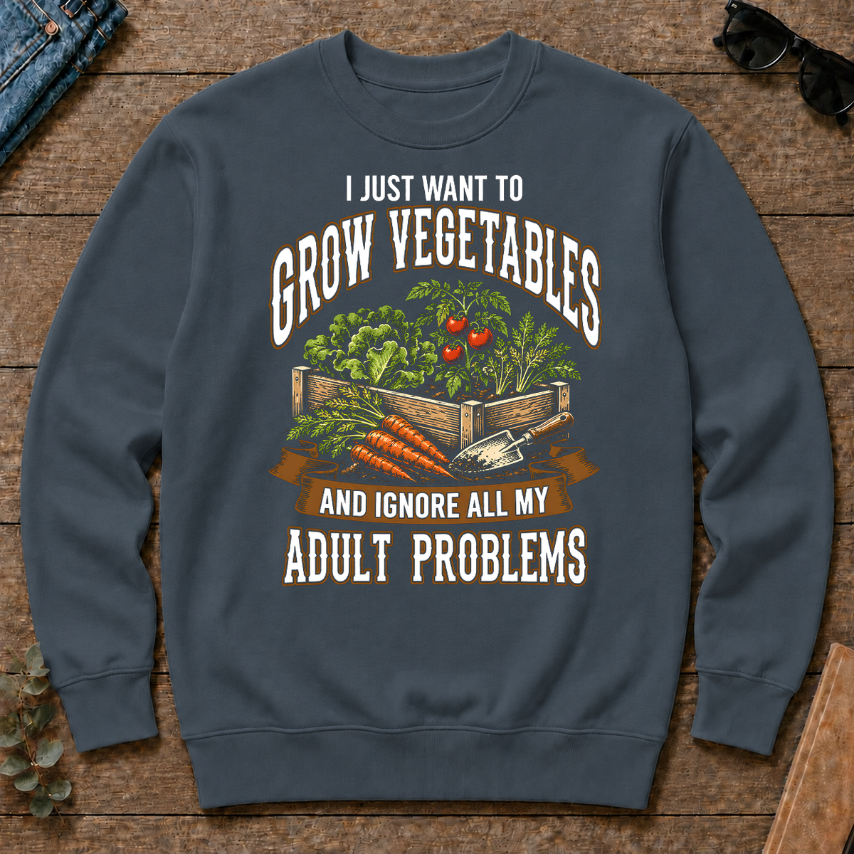 Vintage I Just Want To Grow Vegetables - dark-heather - CS2D-DarkHeather