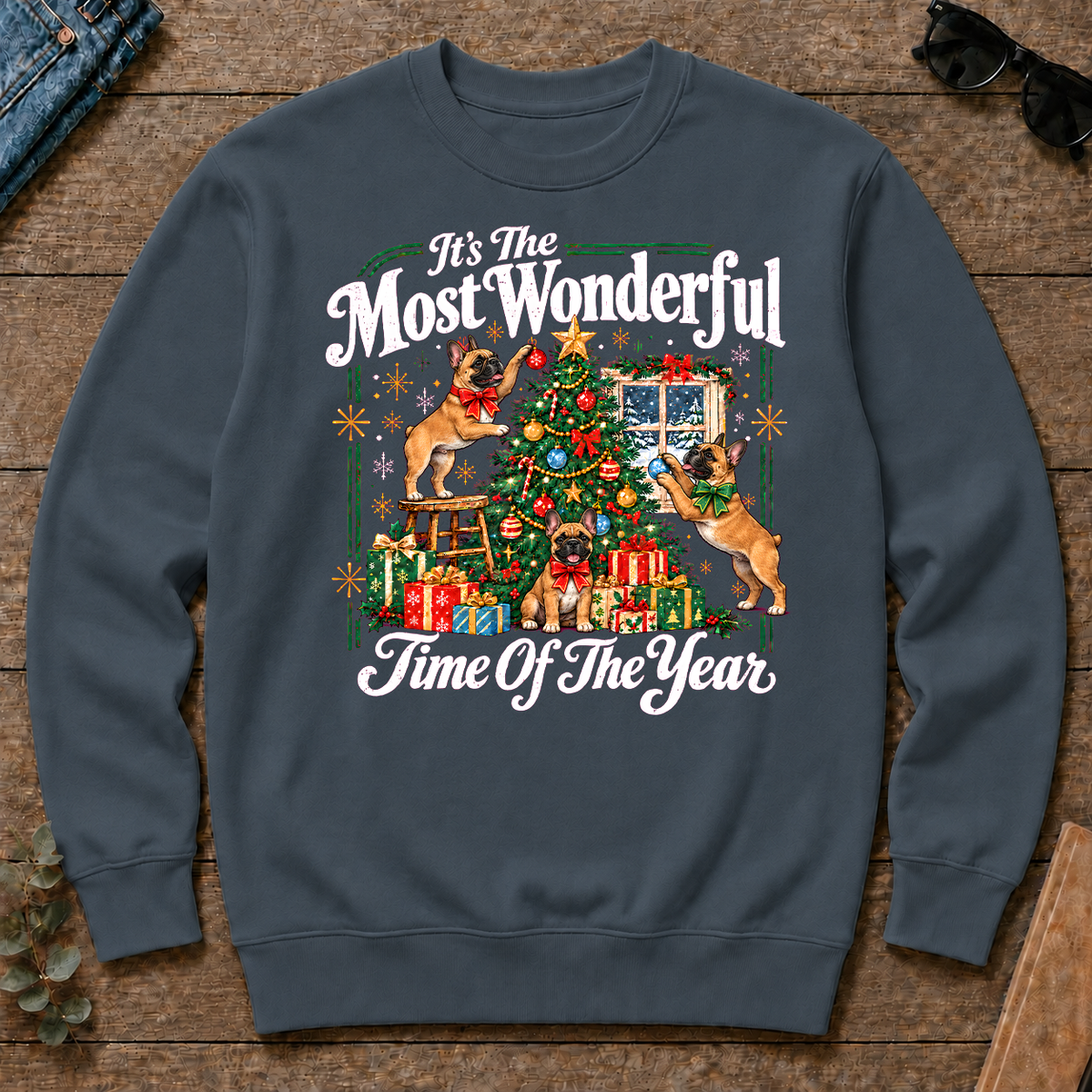 Wonderful Christmas French Bulldog - dark-heather - CS2D-DarkHeather