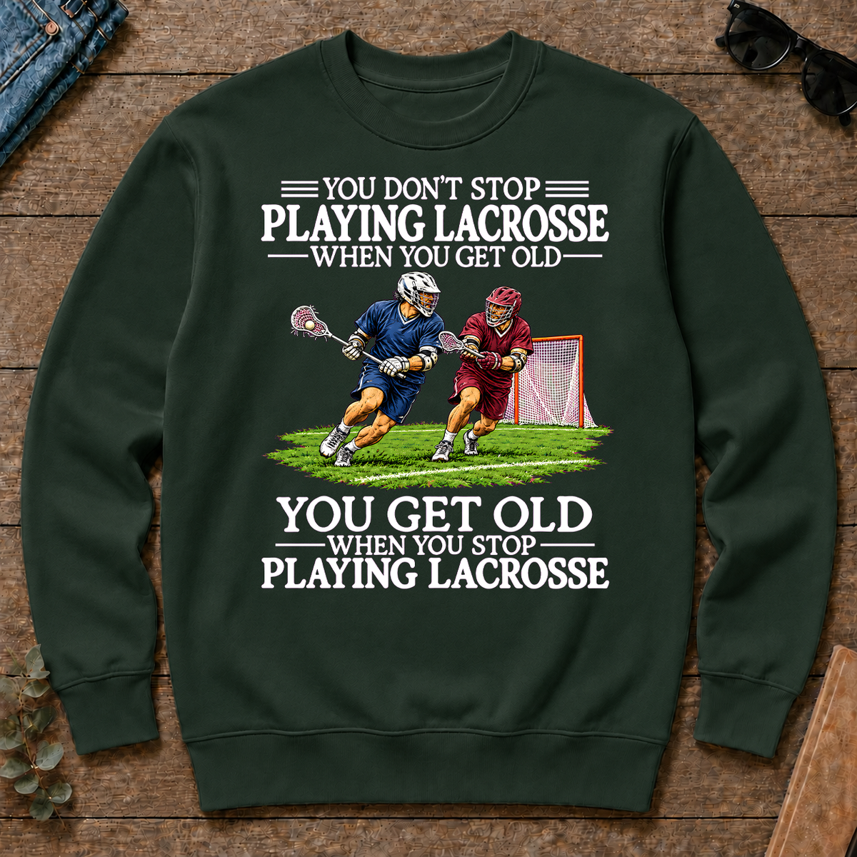 Old Man Don't Stop Lacrosse - forest-green - CS2D-ForestGreen