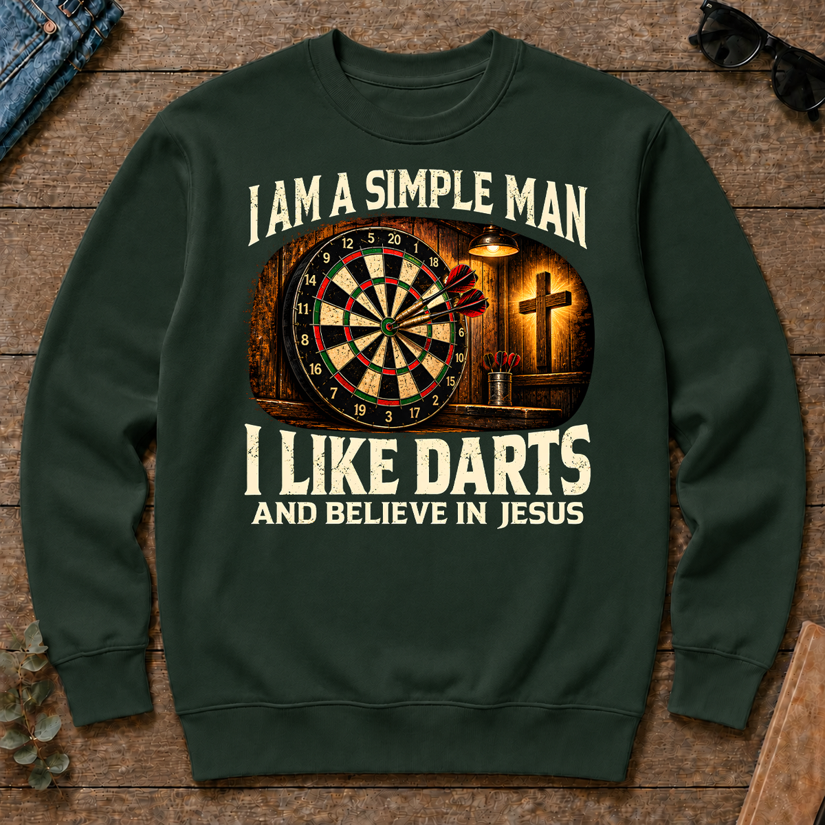 I Am Simple Man I Like Darts - forest-green - CS2D-ForestGreen