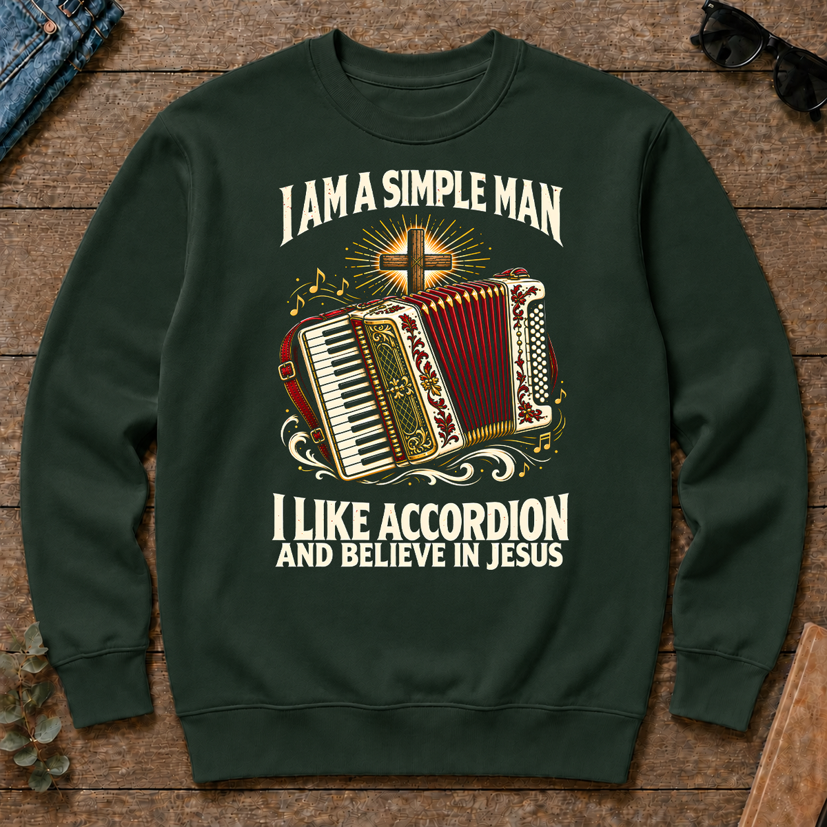 I Like Accordion & Believe In Jesus - forest-green - CS2D-ForestGreen