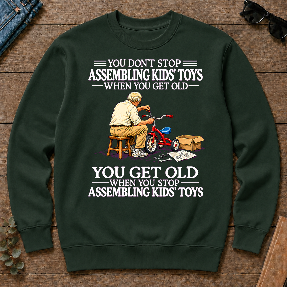 Old Man Don't Stop Assembling Kids Toys - forest-green - CS2D-ForestGreen