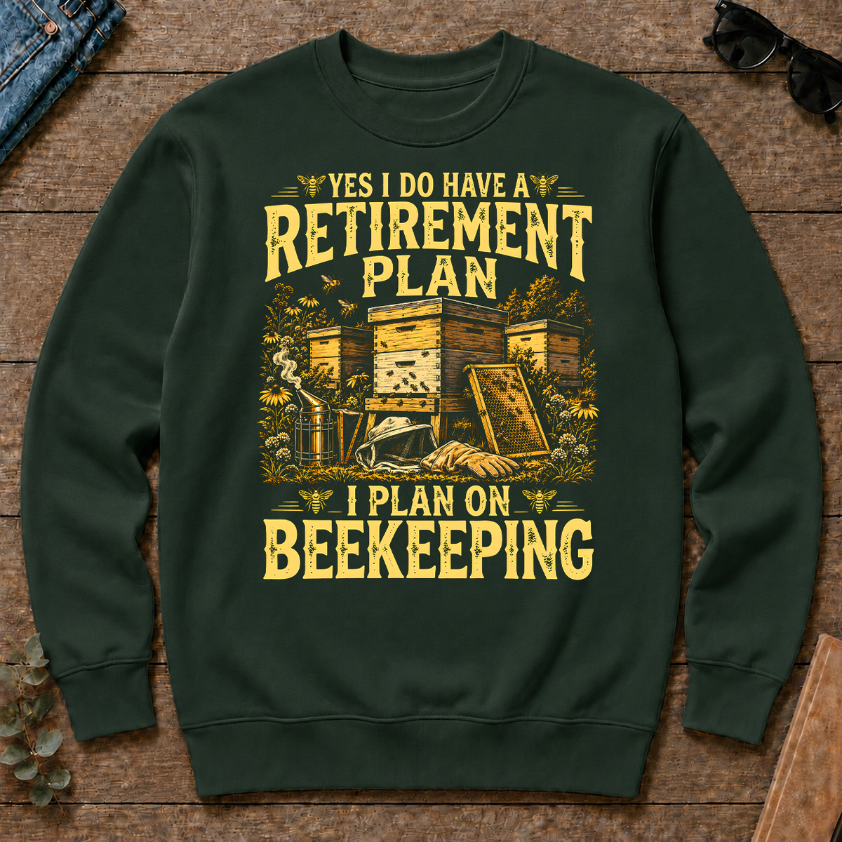 I Do Have A Retirement Plan I Plan On Beekeeping - forest-green - CS2D-ForestGreen