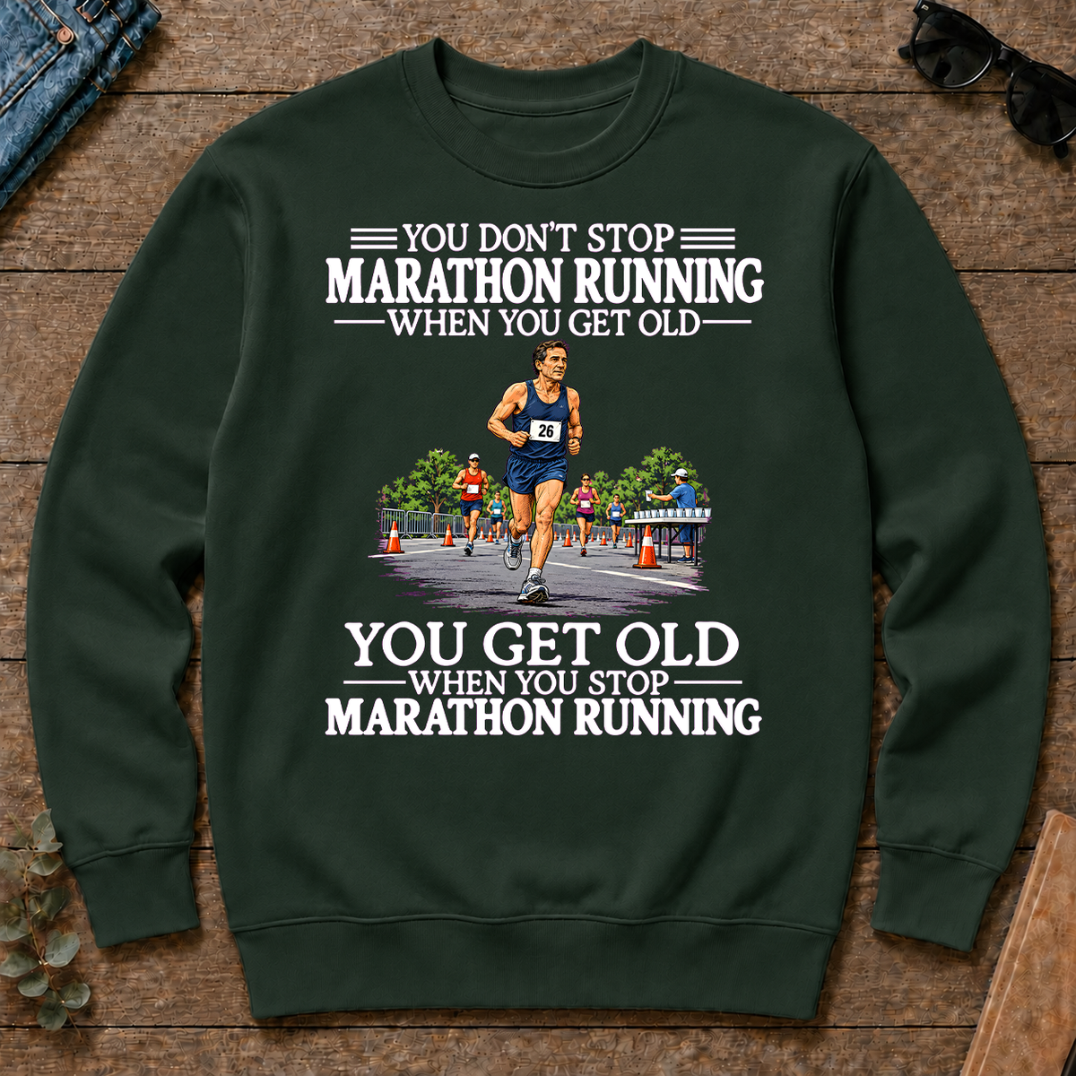 Old Man Don't Stop Marathon Running - forest-green - CS2D-ForestGreen