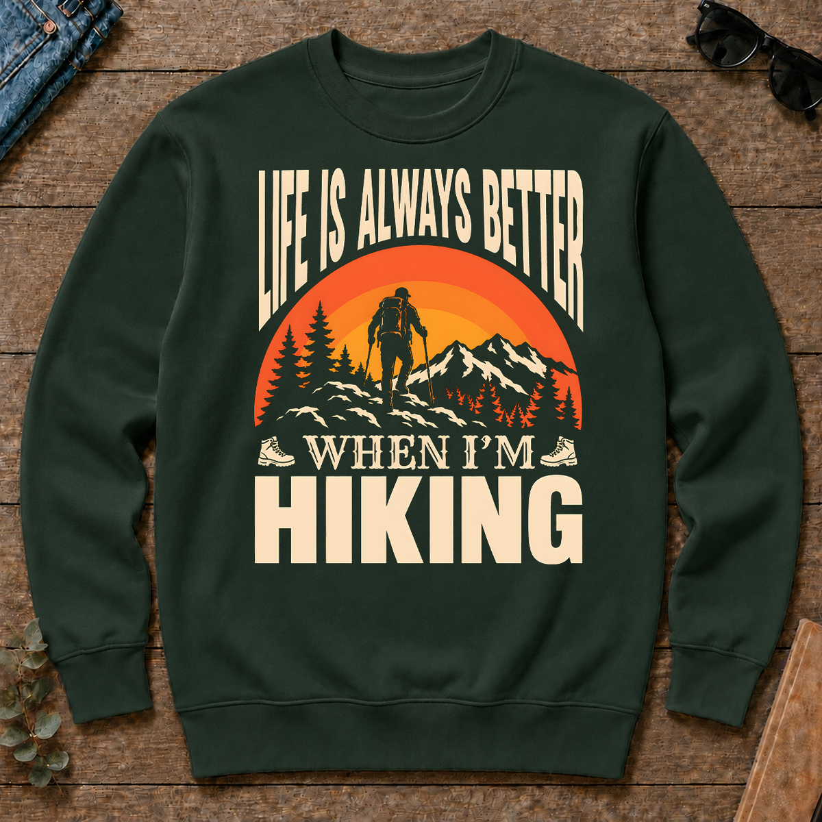 Vintage Life Is Always Better When I Am Hiking - forest-green - CS2D-ForestGreen