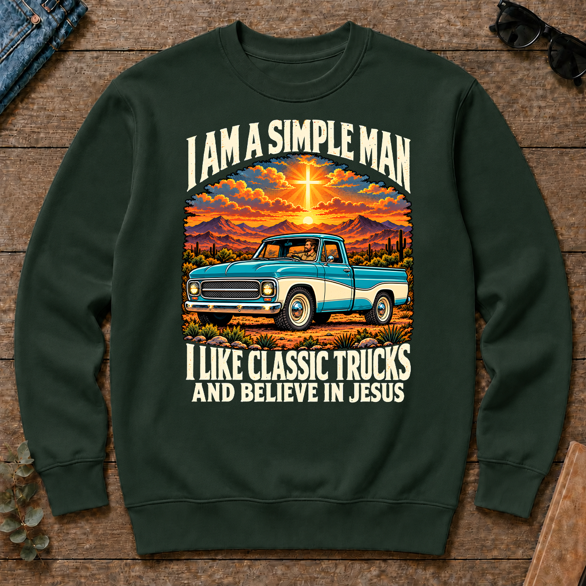 I Like Classic Trucks & Believe In Jesus - forest-green - CS2D-ForestGreen