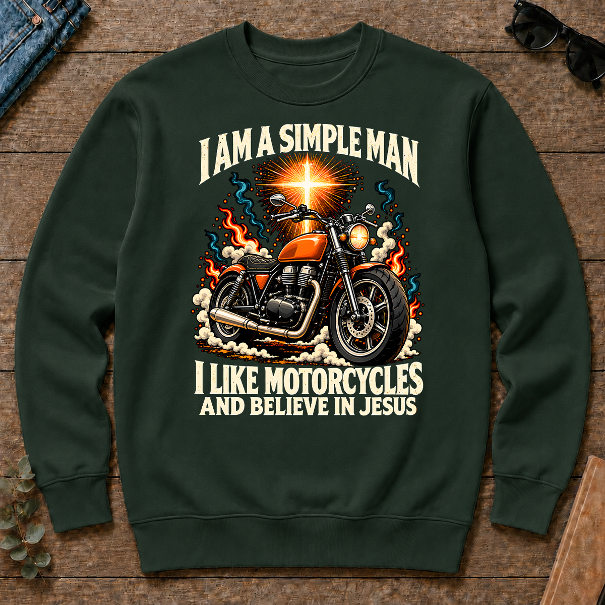 I Like Motorcycles & Believe In Jesus - forest-green - CS2D-ForestGreen