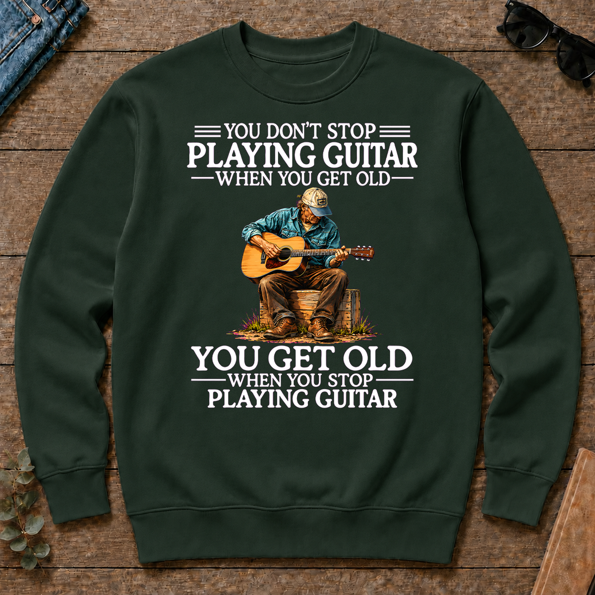 Old Man Don't Stop Playing Guitar - forest-green - CS2D-ForestGreen