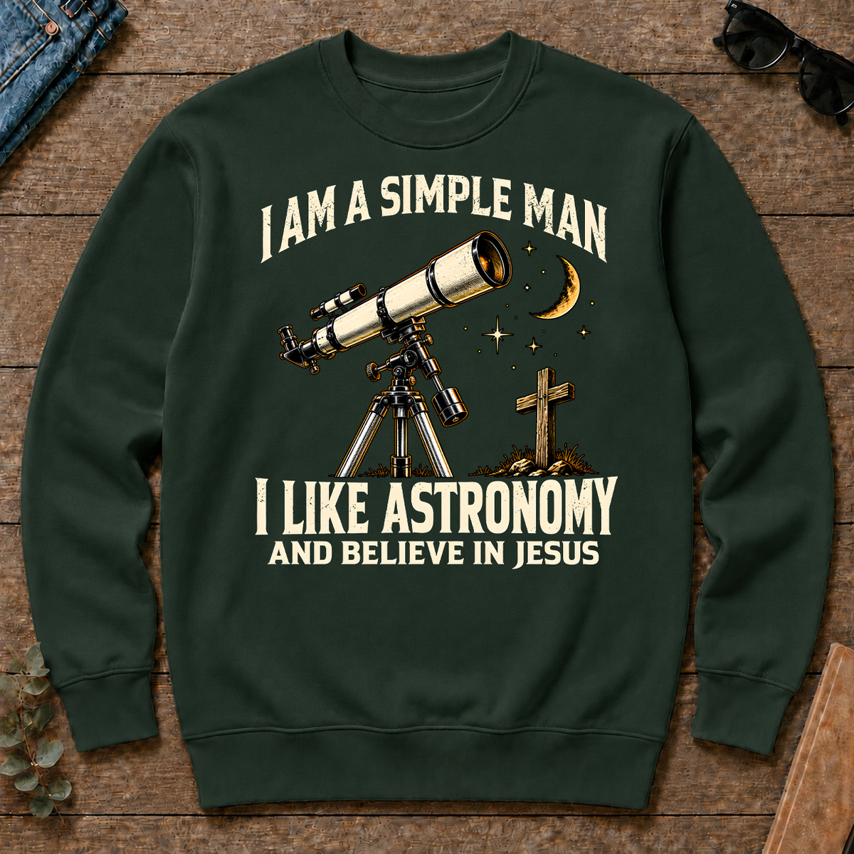 I Am Simple Man I Like Astronomy - forest-green - CS2D-ForestGreen