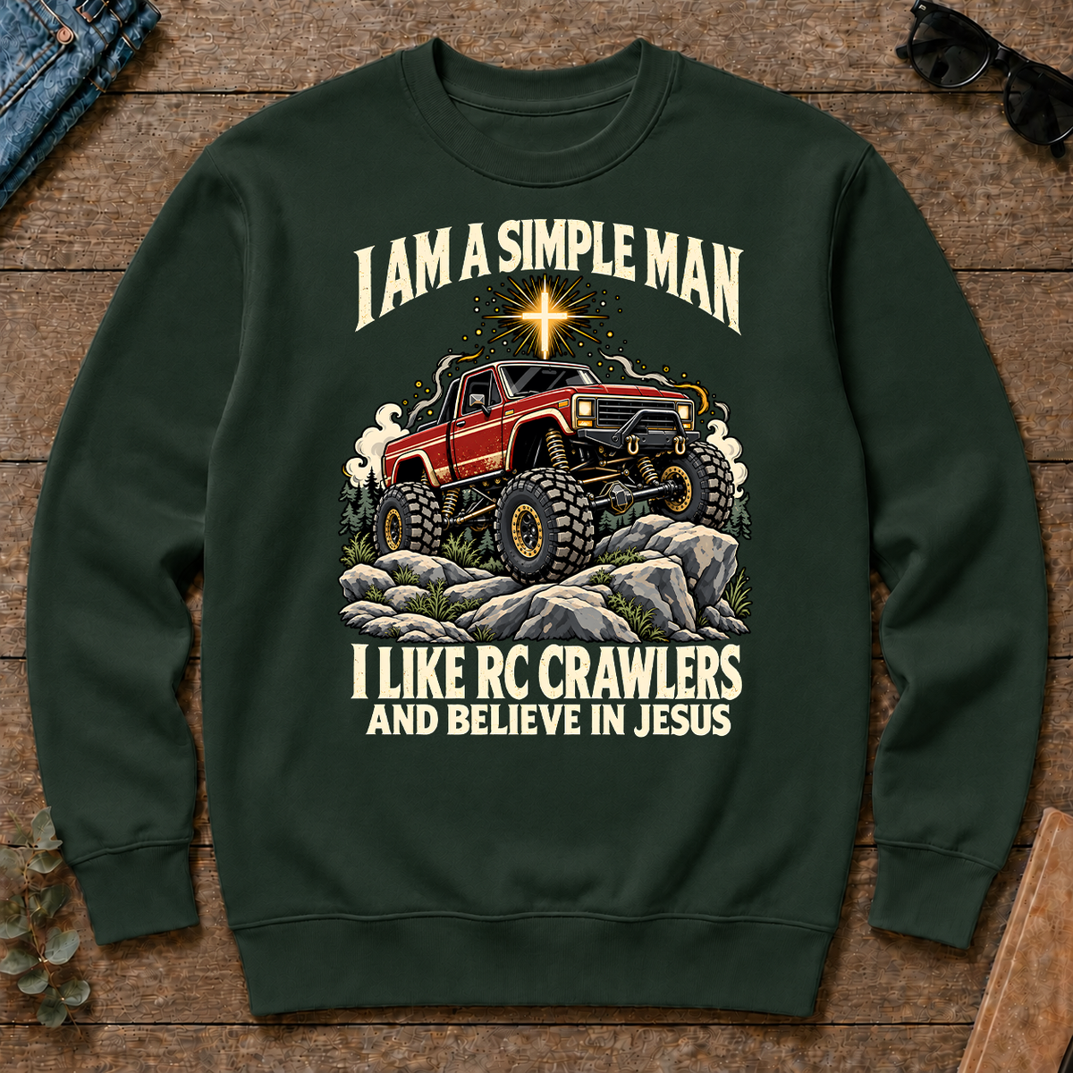 I Like RC Crawlers & Believe In Jesus - forest-green - CS2D-ForestGreen