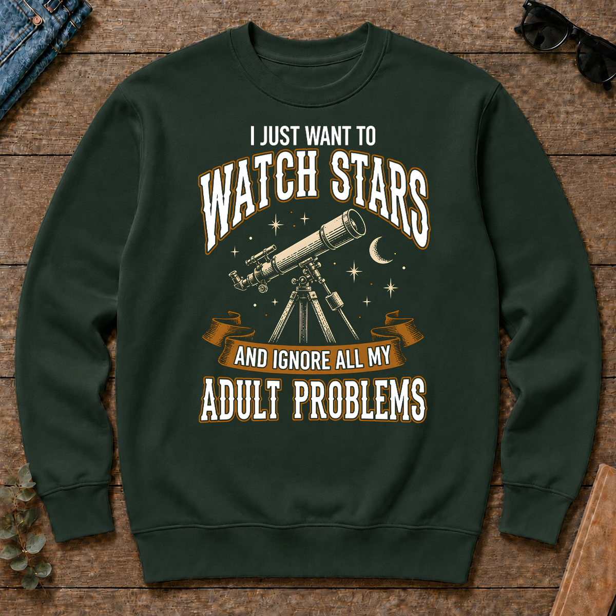 Vintage I Just Want To Watch Stars - forest-green - CS2D-ForestGreen