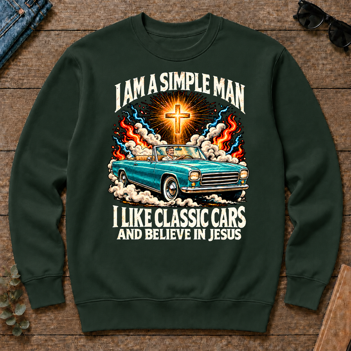 I Like Classic Cars & Believe In Jesus - forest-green - CS2D-ForestGreen
