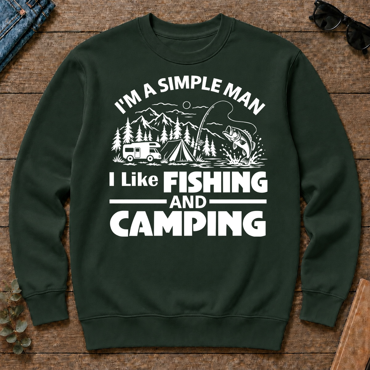I Like Fishing And Camping - forest-green - CS2D-ForestGreen